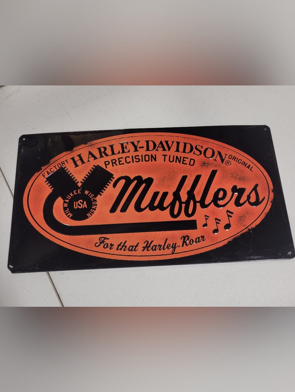 Harley-Davidson Orange and Black Muffler Wall Sign